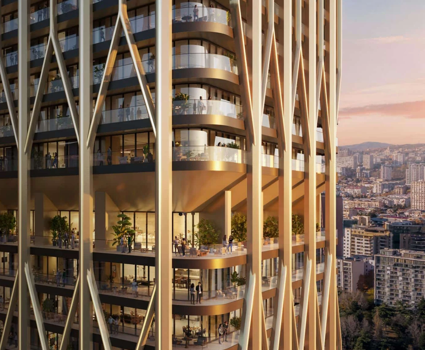 Trump Tower Tbilisi facade and Downtown Tbilisi towers
